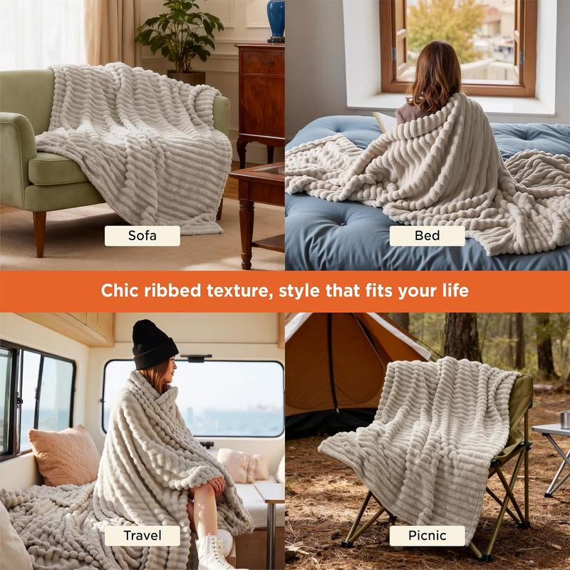 【Backtoschool】Bedsure Luxury Corduroy Fleece Sleep Blanket- Ultra Soft, Warm, Cozy Extra Soft Baby Blanket for Sofa, Bed, Nursery Ideal Seasonal Gift Solid Yellow Color, Lightweight Comforter, House Decor, Bedroom Items, Nursery Room