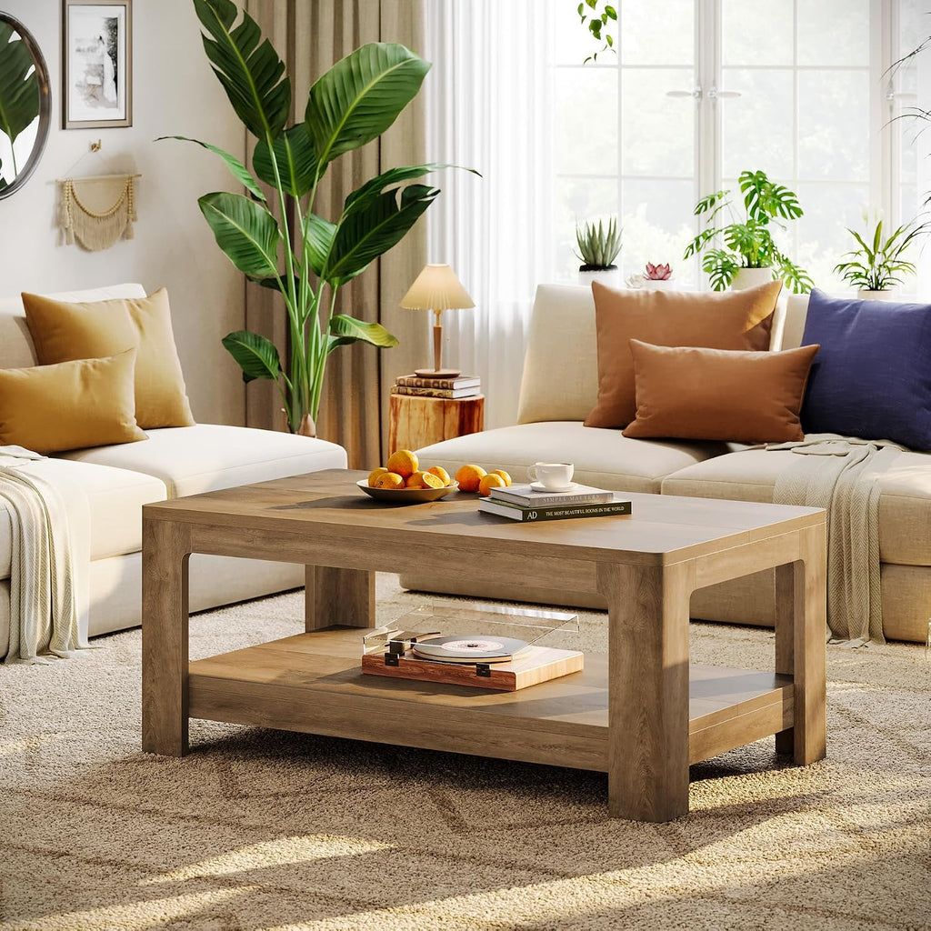 Coffee Table for Living Room, 2-Tier Center Table with Storage