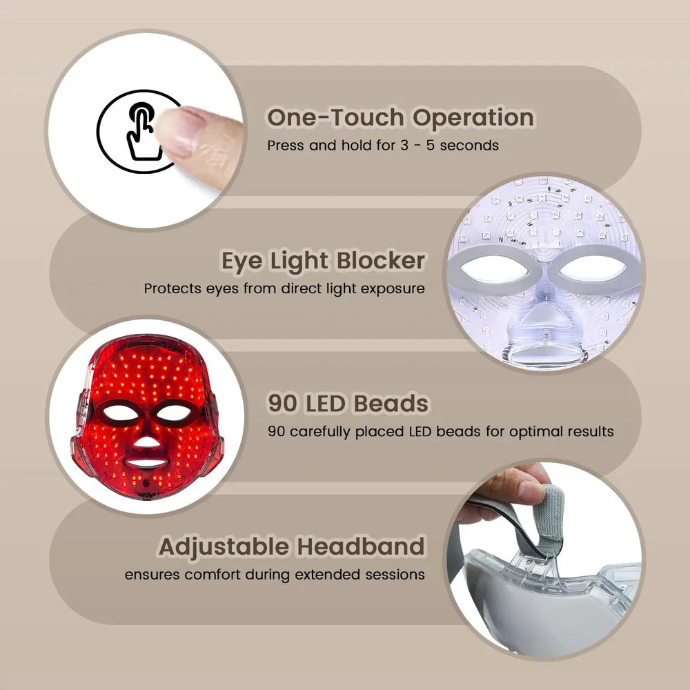 7 Color LED Red Light Therapy Face Mask