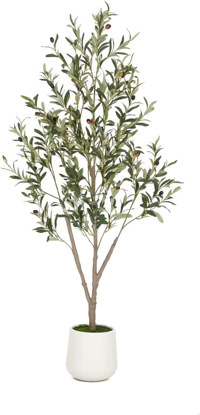 Artificial Olive Tree with White Planter