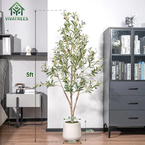 Artificial Olive Tree with White Planter