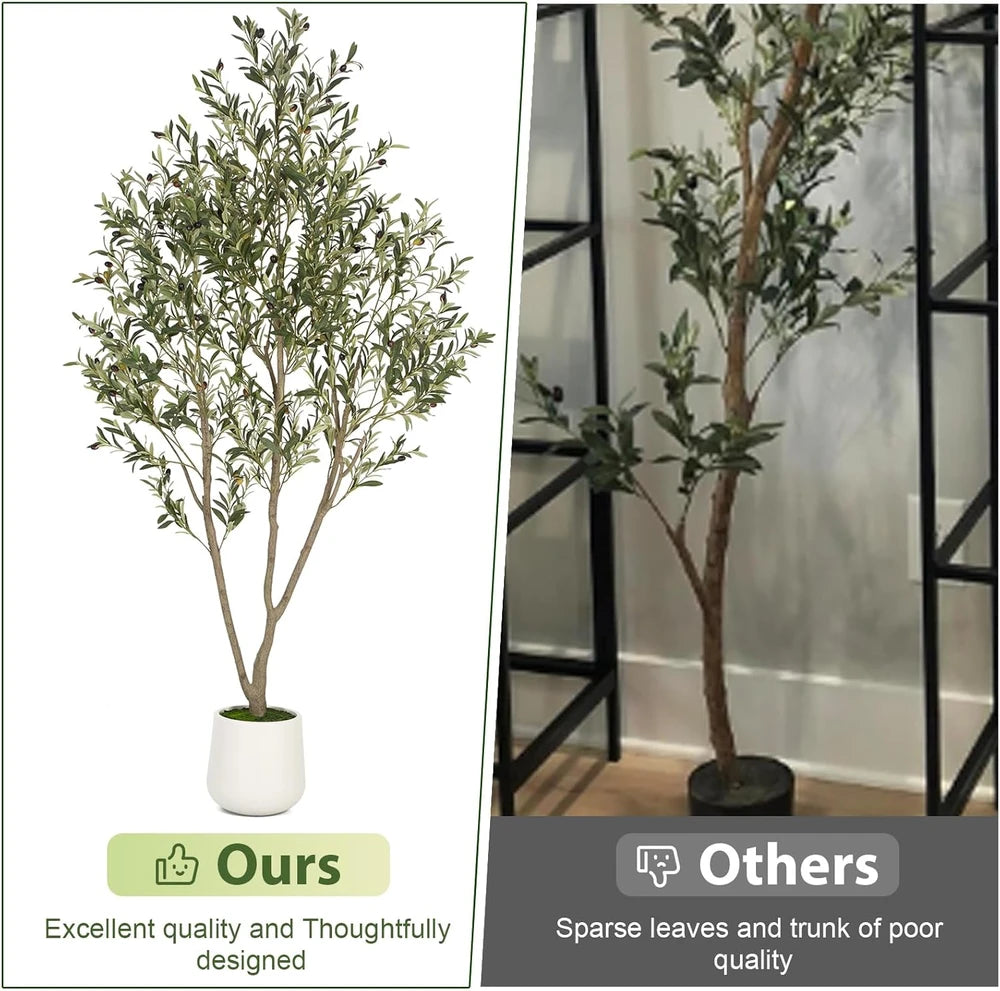 Artificial Olive Tree with White Planter