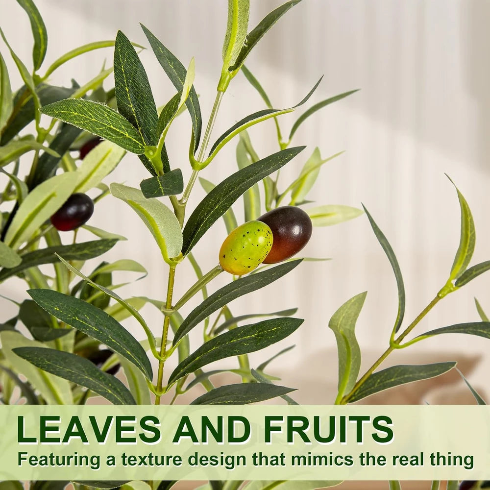 Artificial Olive Tree with White Planter