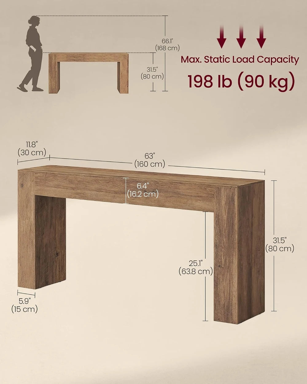 VASAGLE Farmhouse Entryway Table
