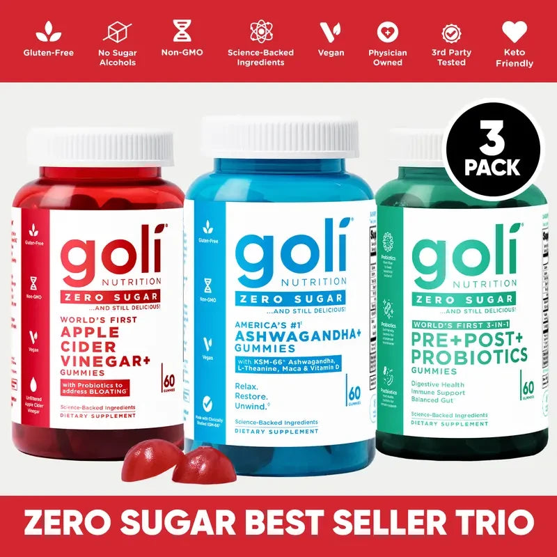 Goli Nutrition Zero Sugar Best Seller Trio Gummies