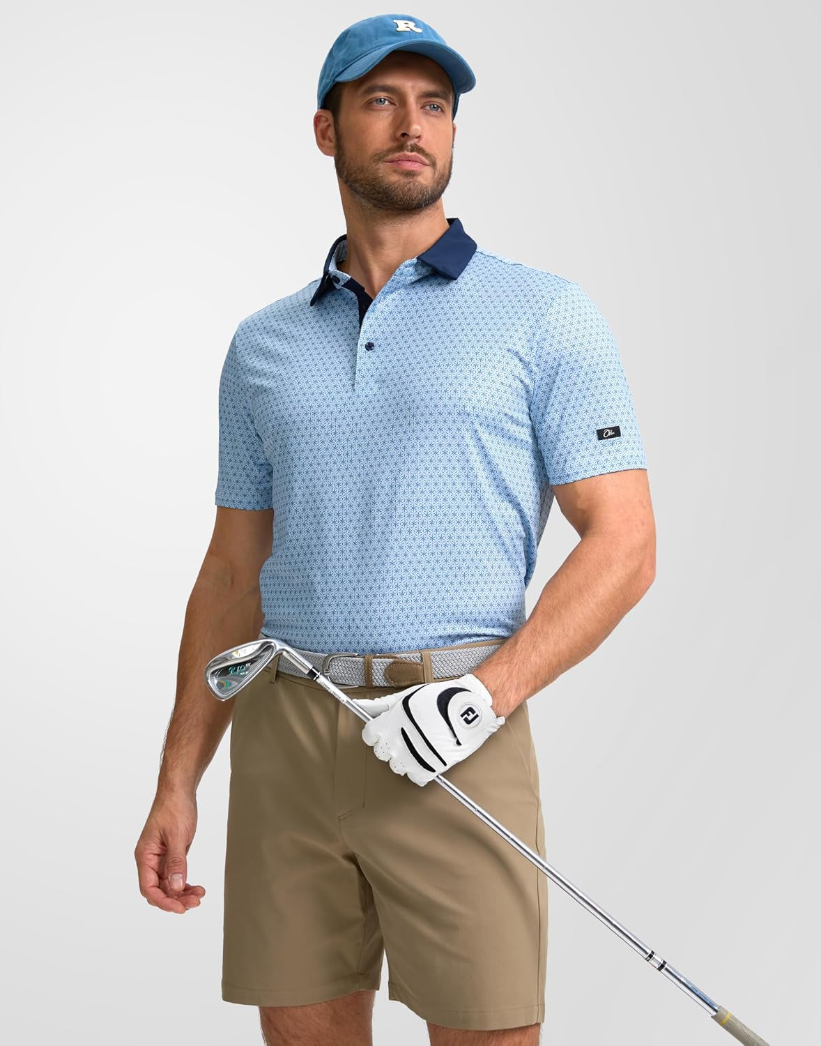 Men'S Golf Polo Shirts Print Short Sleeve Dry Fit Collared Shirt