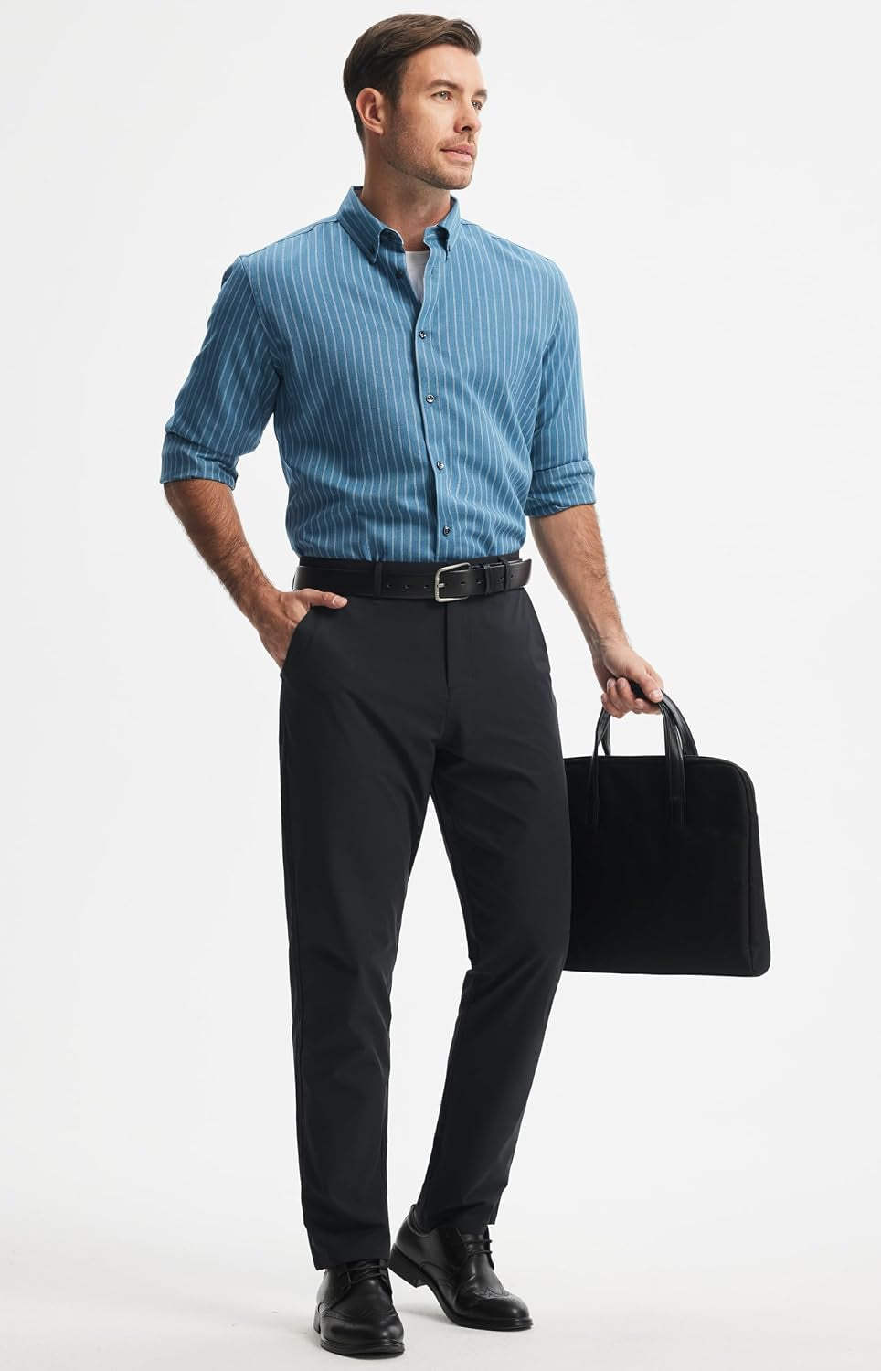Mens Golf Pants Stretch Work Dress Pants 30"/32"/34" Quick Dry Lightweight Casual Comfy Trousers with Pockets
