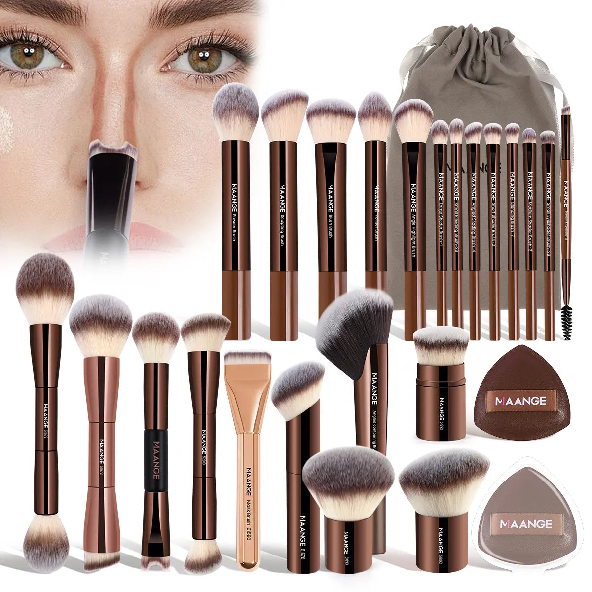 MAANGE Makeup Brushes Set 1 Set Multifunctional Makeup Brushes for Powder Liquid Cream Makeup Tools for Women Cosmetics Brushes Set Makeup Kits Makeup Brushes Set Makeup Tools Cosmetics Kits Concealer Brush,#Dealsforyoudays#Backtoschool#Sohochic