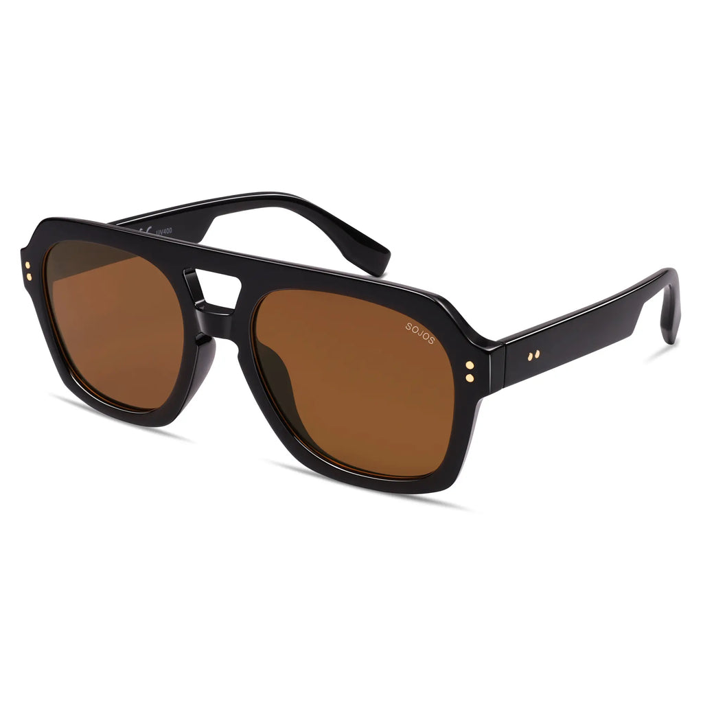 SOJOS Retro Thick Polarized Aviator Sunglasses for Women Bold Square Pilot Shades