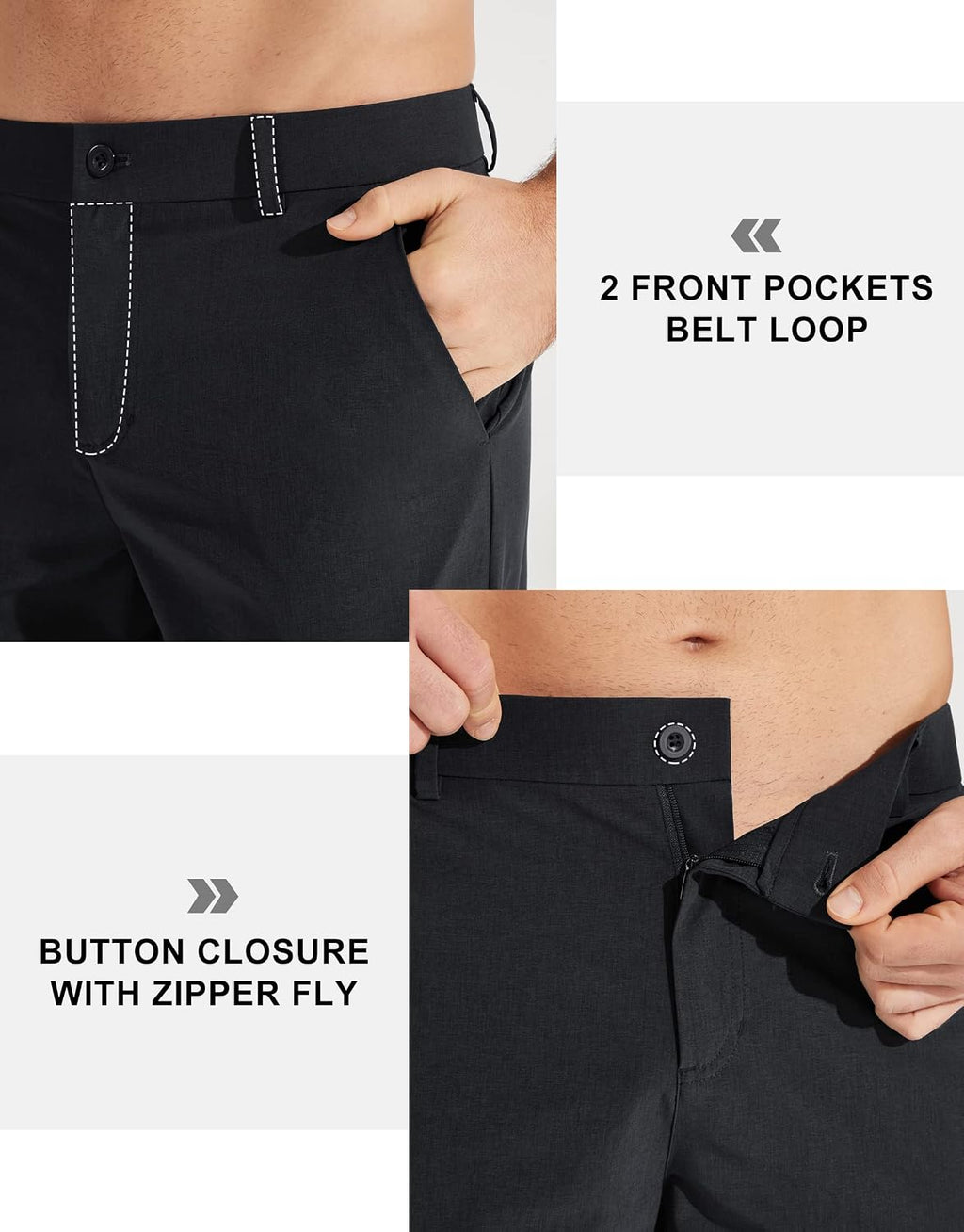 Mens Golf Pants Stretch Work Dress Pants 30"/32"/34" Quick Dry Lightweight Casual Comfy Trousers with Pockets