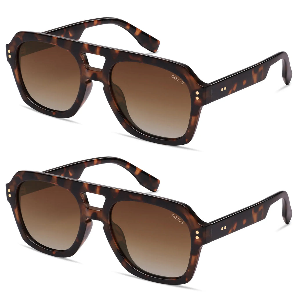 SOJOS Retro Thick Polarized Aviator Sunglasses for Women Bold Square Pilot Shades