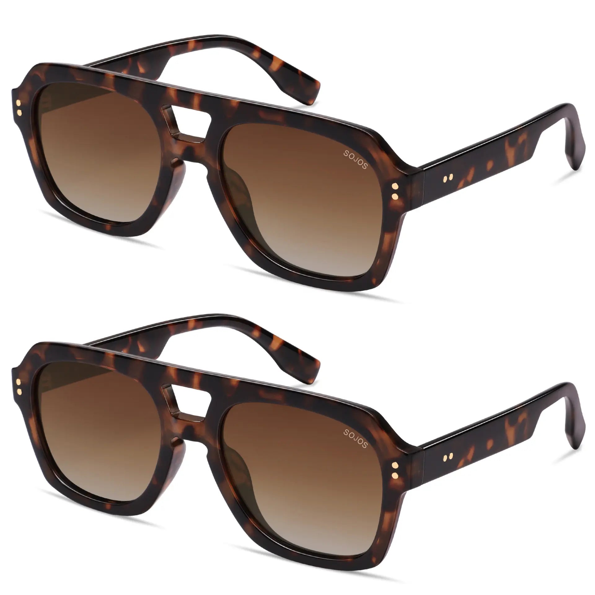 SOJOS Retro Thick Polarized Aviator Sunglasses for Women Bold Square Pilot Shades