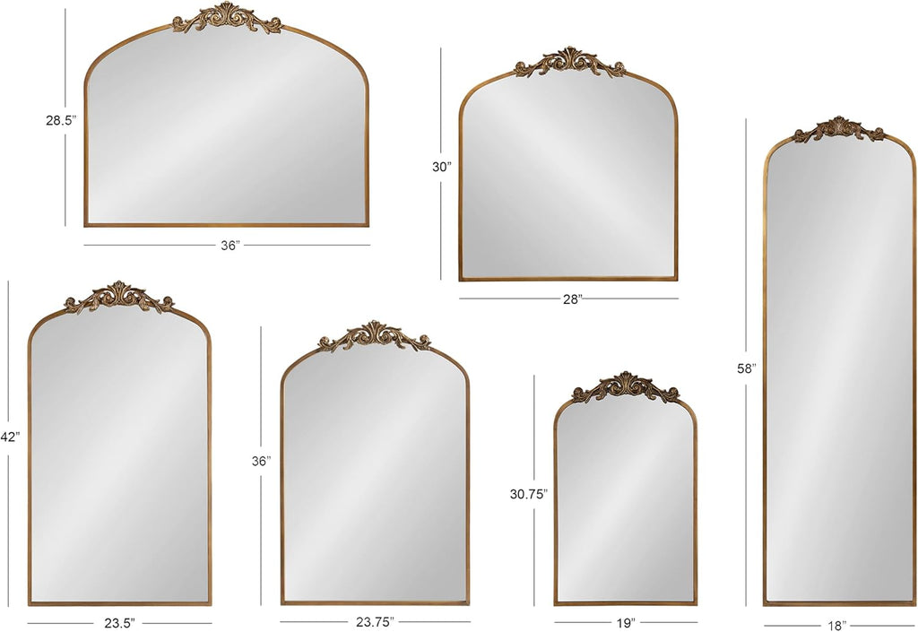 Arendahl Traditional Arch Mirror, 19 X 31 , Gold, Baroque Inspired Wall Decor