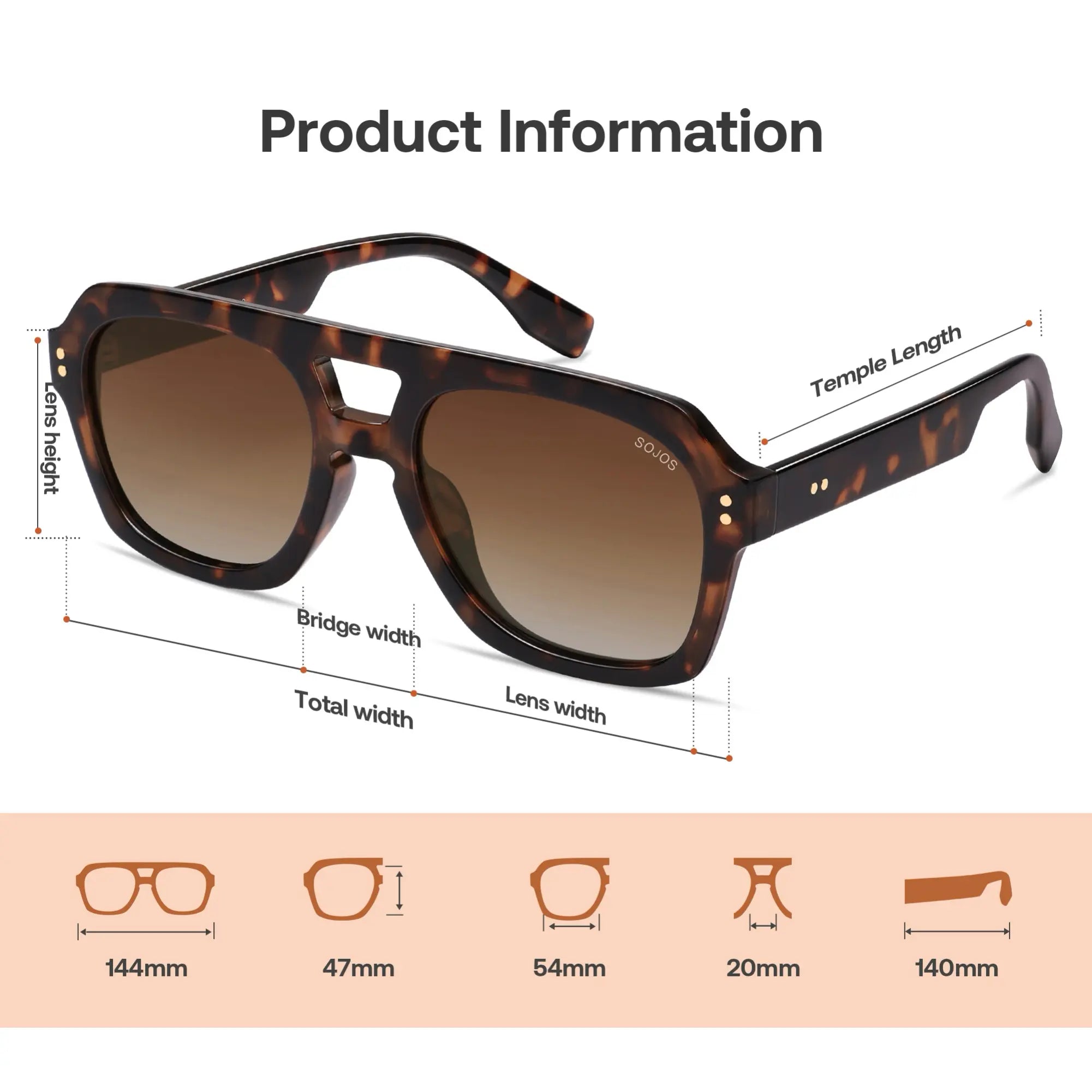 SOJOS Retro Thick Polarized Aviator Sunglasses for Women Bold Square Pilot Shades
