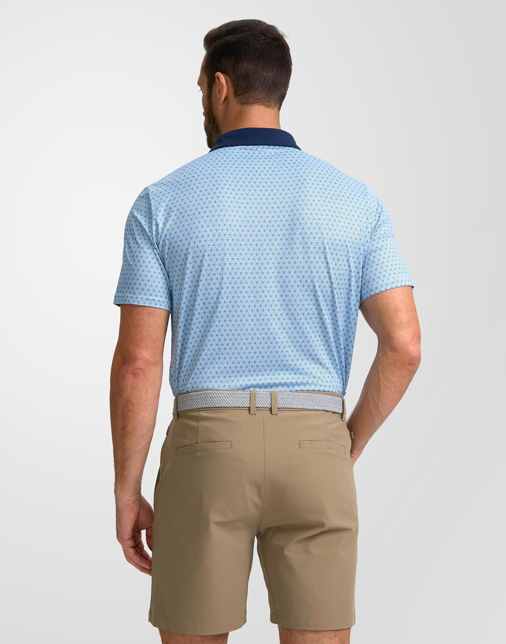 Men'S Golf Polo Shirts Print Short Sleeve Dry Fit Collared Shirt