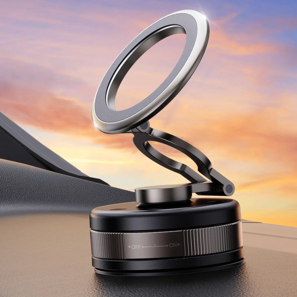 2026 Vacuum Magnetic Mobile Phone Holder Car, 360° Rotatable Black | Vacuum Mobile Phone Holder Car Magnet with 2500 Gf Strongest Magnet, for Car/Mirror/Iphone 17 Pro Max 16/15 & Samsung