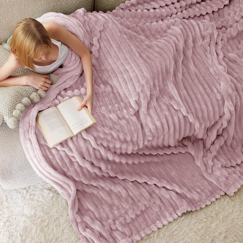 【Backtoschool】Bedsure Luxury Corduroy Fleece Sleep Blanket- Ultra Soft, Warm, Cozy Extra Soft Baby Blanket for Sofa, Bed, Nursery Ideal Seasonal Gift Solid Yellow Color, Lightweight Comforter, House Decor, Bedroom Items, Nursery Room