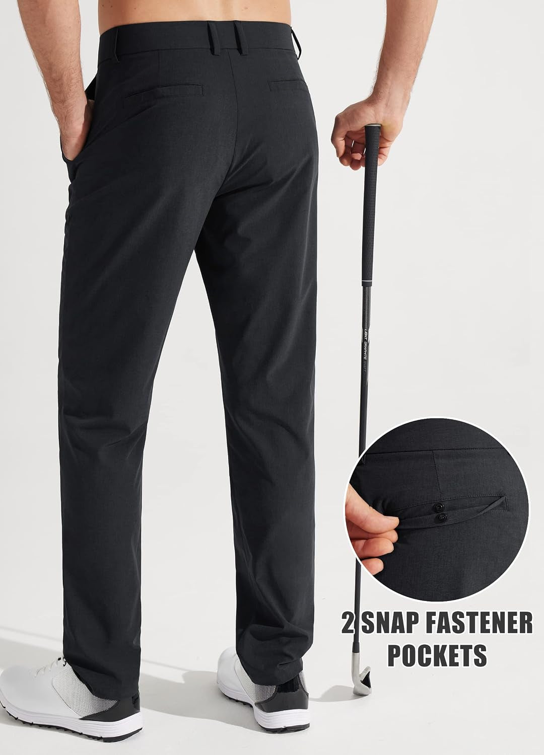 Mens Golf Pants Stretch Work Dress Pants 30"/32"/34" Quick Dry Lightweight Casual Comfy Trousers with Pockets